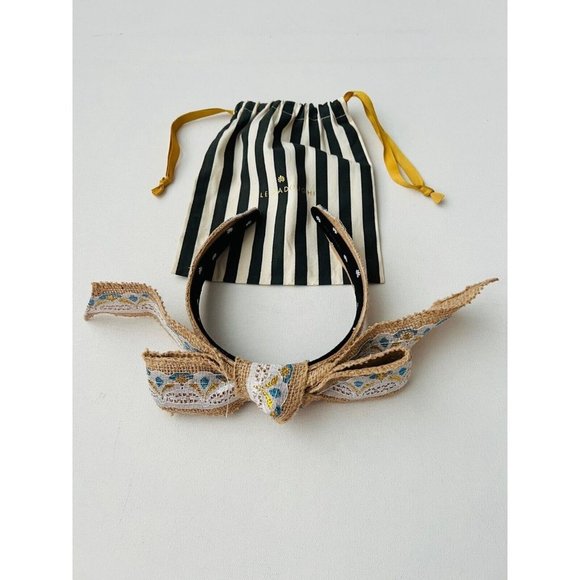 Lele Sadoughi Lace Linen Headband Beige - Picture 2 of 5